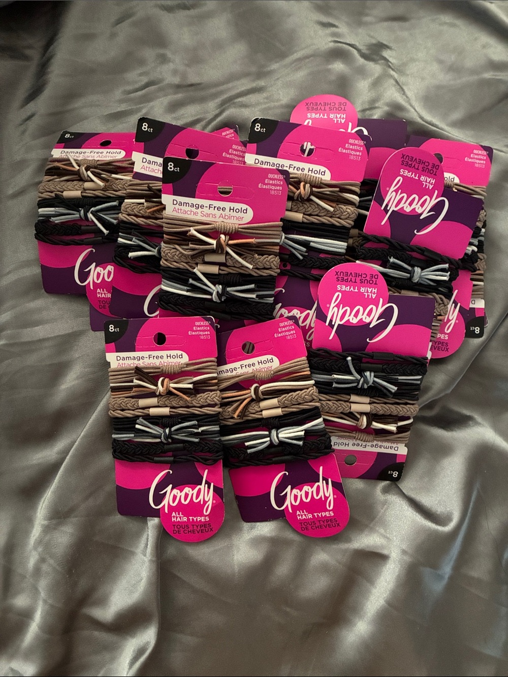 Damage-Free Hold Hair Elastics Pack - Black, Brown, Tan (19 sets)